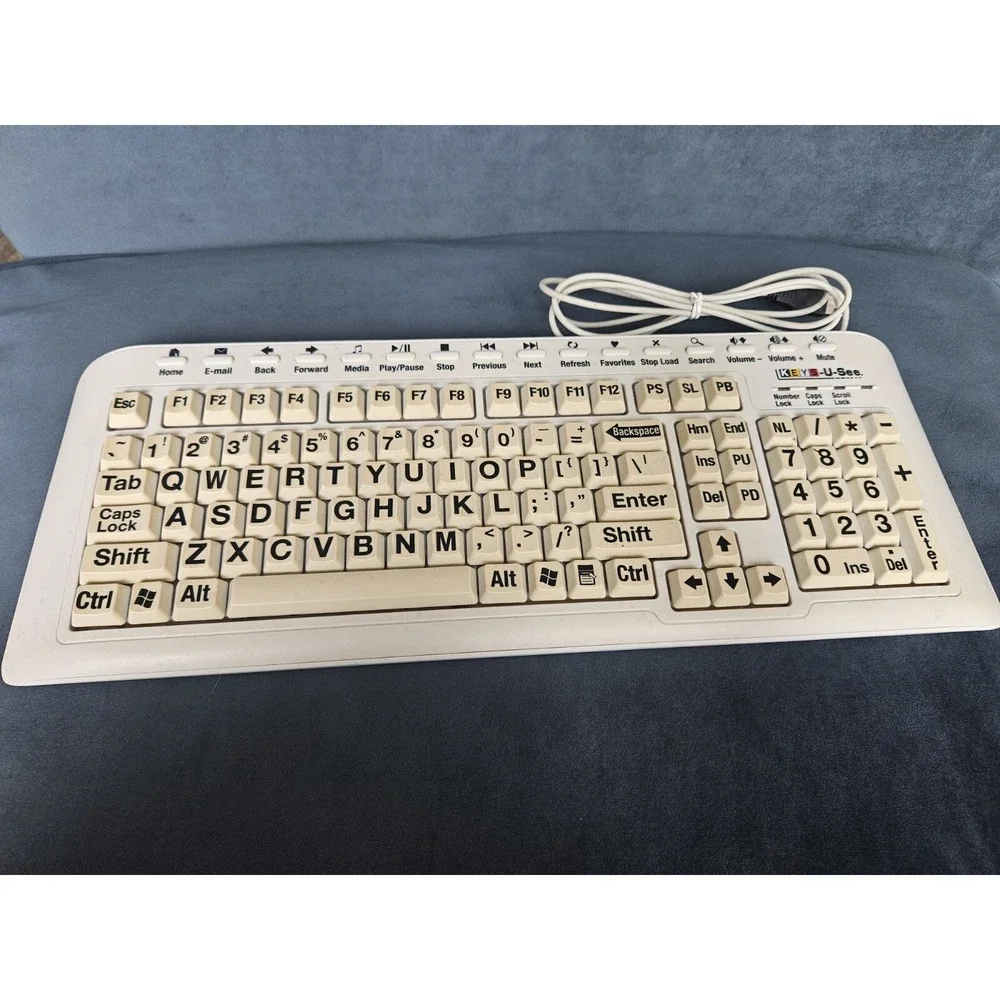 KEYS-U-See Ivory Keyboard Large Print Keys (YKB-LP-IUSBPS2) USB Connection